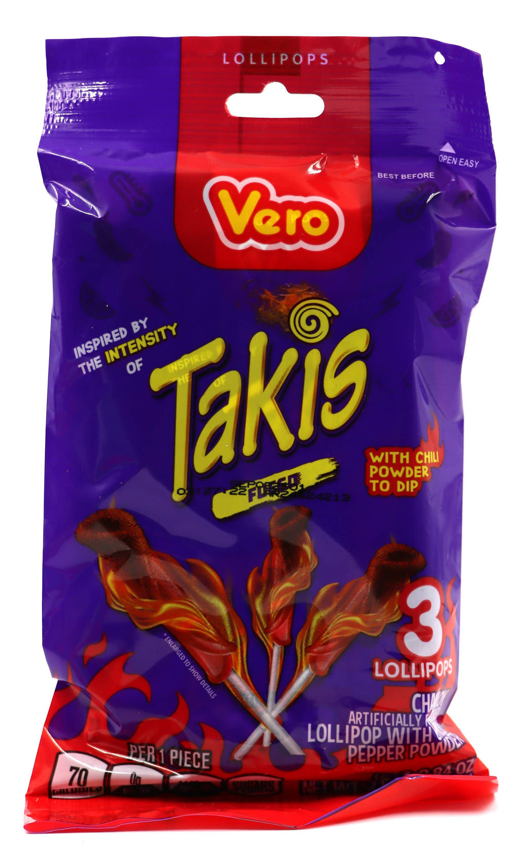 Takis Fuego 3pk Lollipop w/Chilli Pepper Powder
