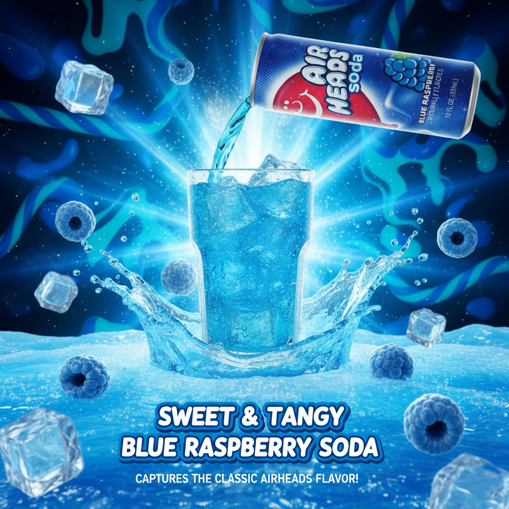 Airheads Soda - Blue Raspberry, 12oz can