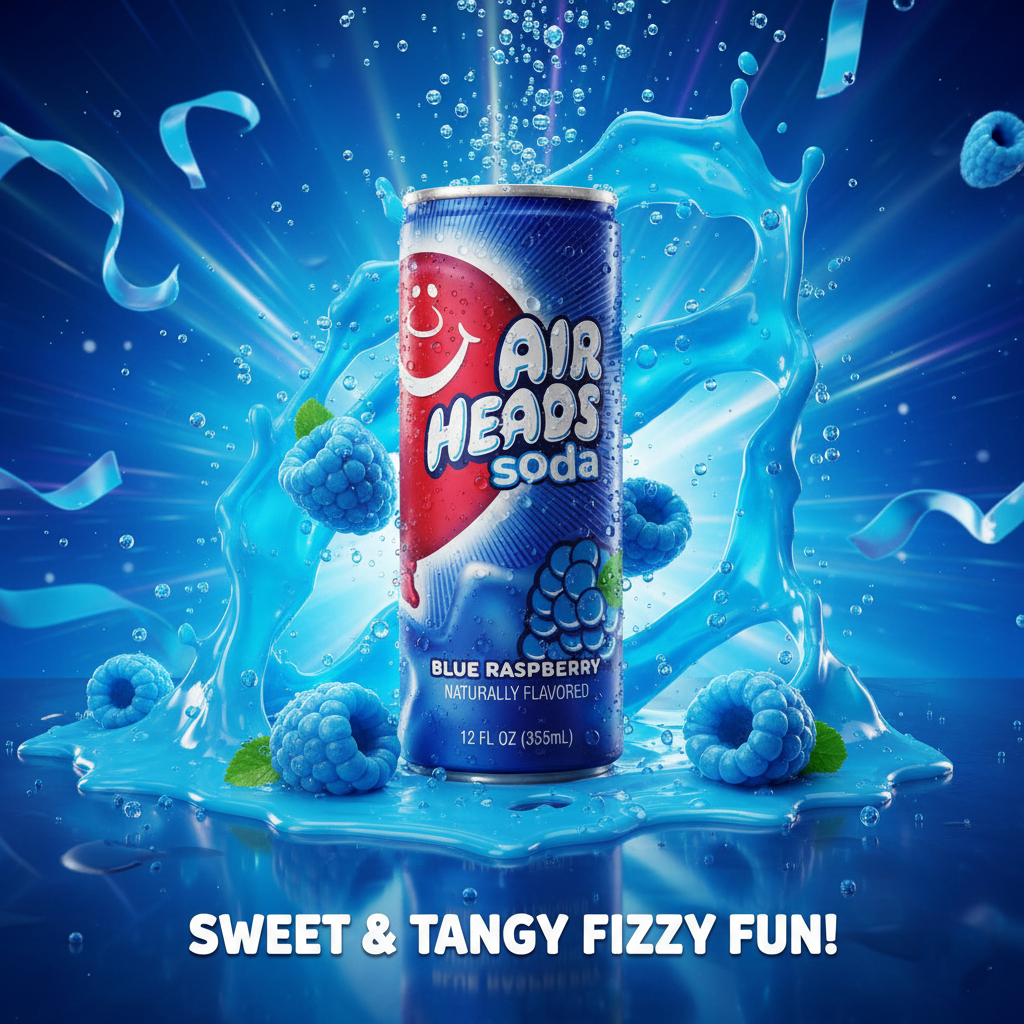 🔵 Airheads Soda - Blue Raspberry (12oz Can) 💨