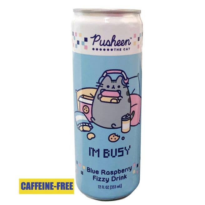 💙 Pusheen "I'm Busy" Blue Raspberry Fizzy Drink 🐱