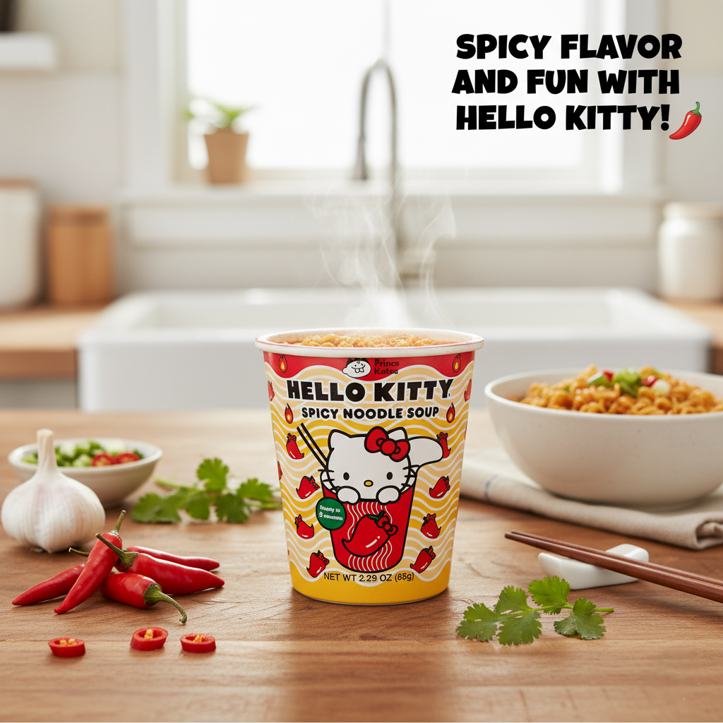 🍜 Hello Kitty Spicy Noodle Cup (A-Sha Foods) 🌶️