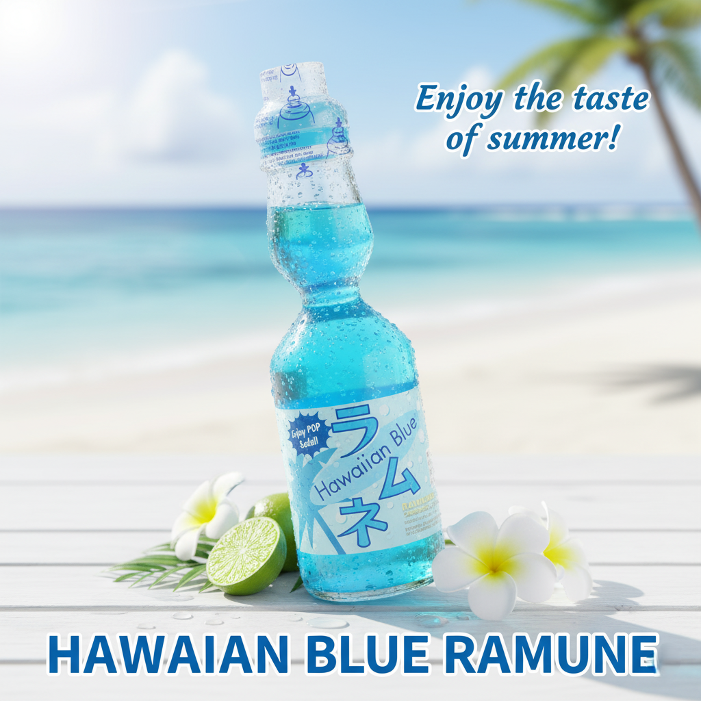🏝️ Ramune Soda - Hawaiian Blue (Glass Bottle) 🌊