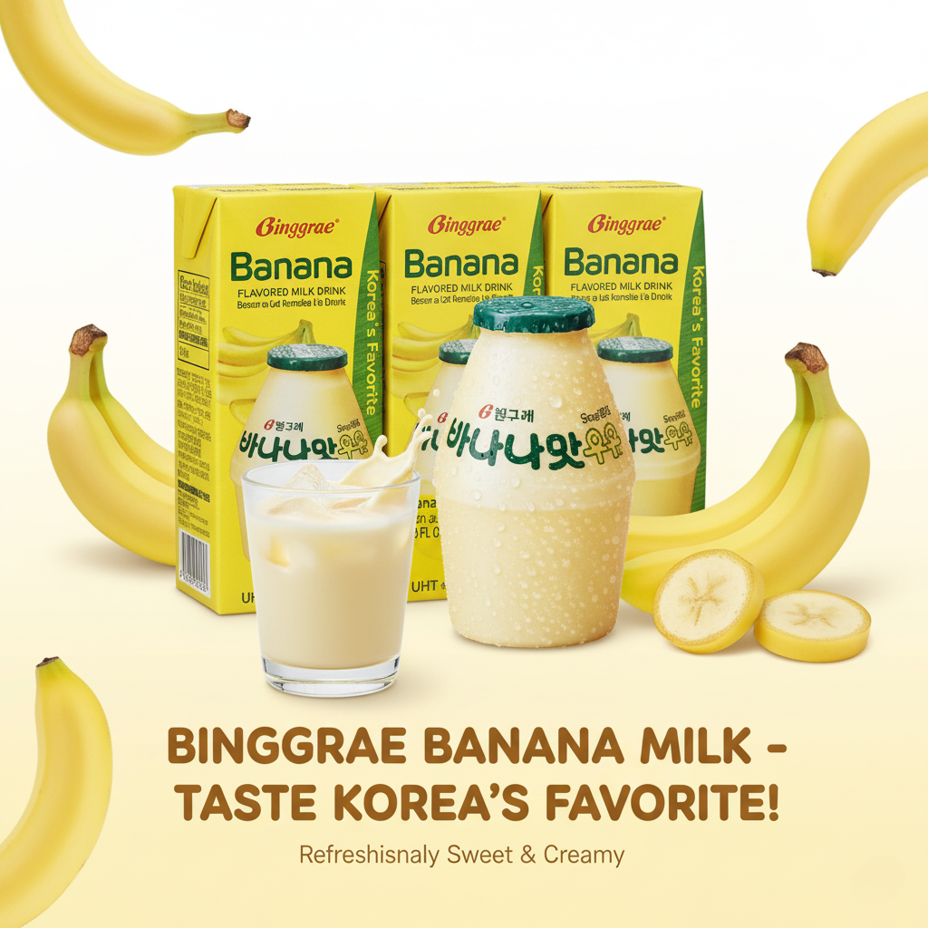 🍌 Binggrae Banana Flavored Milk (Individual Carton) 🇰🇷